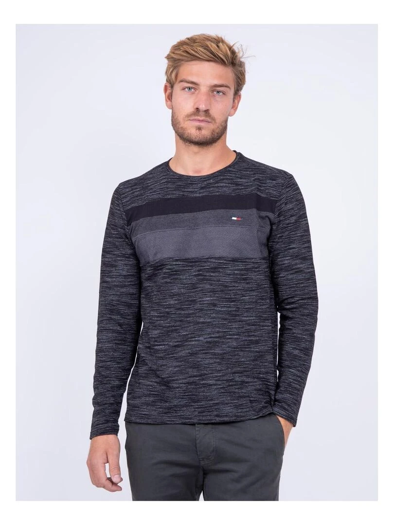 T shirt manches longues col rond pur coton JUPAX Noir