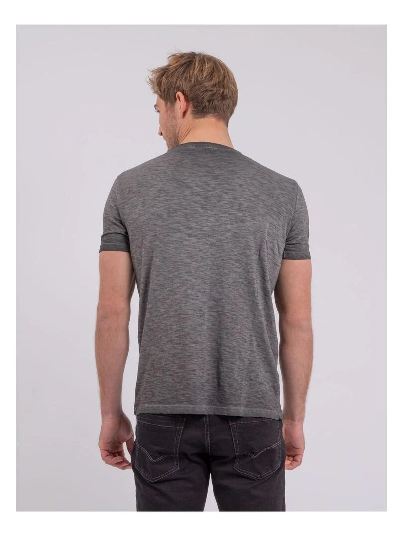 T shirt manches courtes col rond pur coton NUMELWIN   Gris