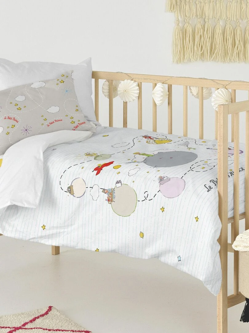 Parure housse de couette 2 pièces Voyageur Lit Bébé "Happyfriday" Multicolore