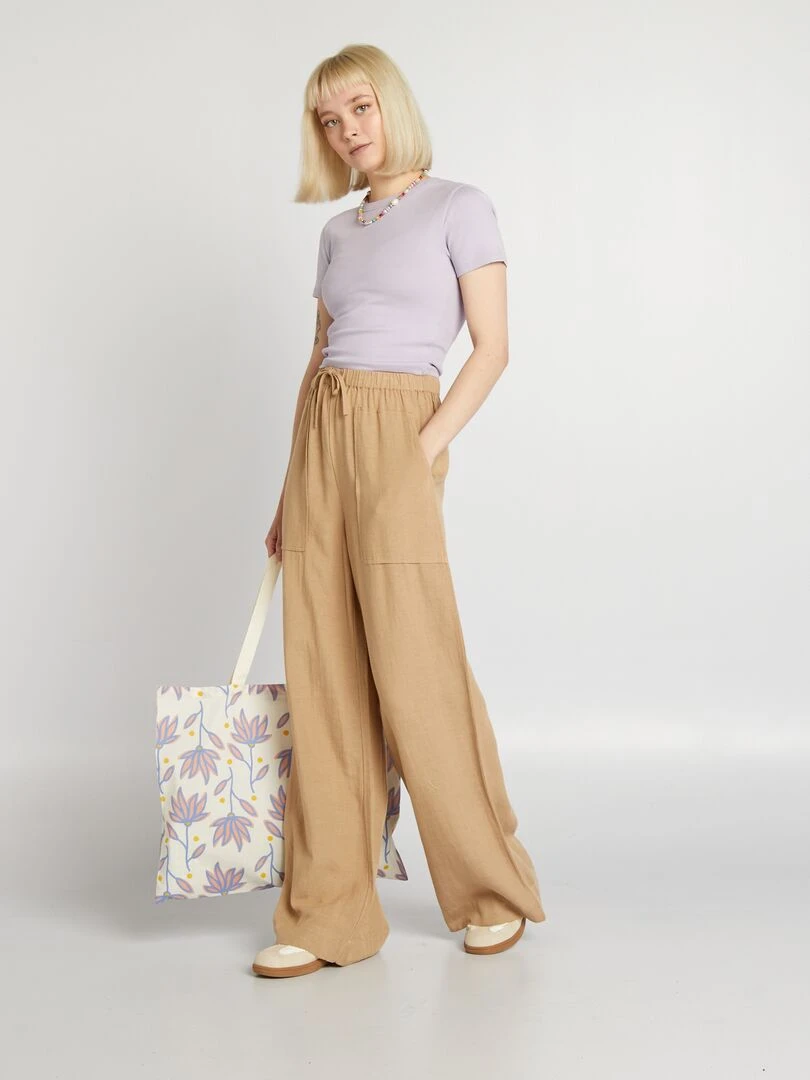 T shirt cropped manches courtes Lila