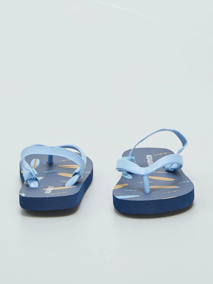 Tongs imprimé tropical à bride élastique   Bleu