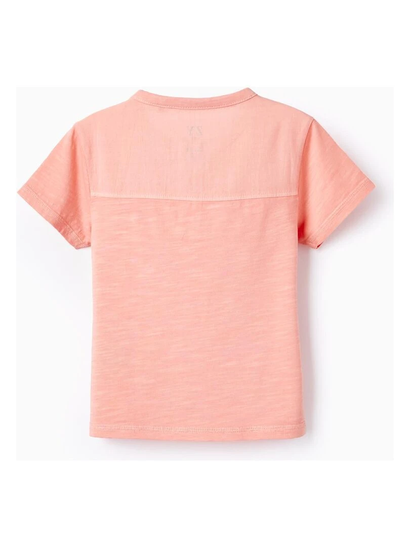T shirt en Coton avec Poche pour Bébé Garçon manches courtes Rose