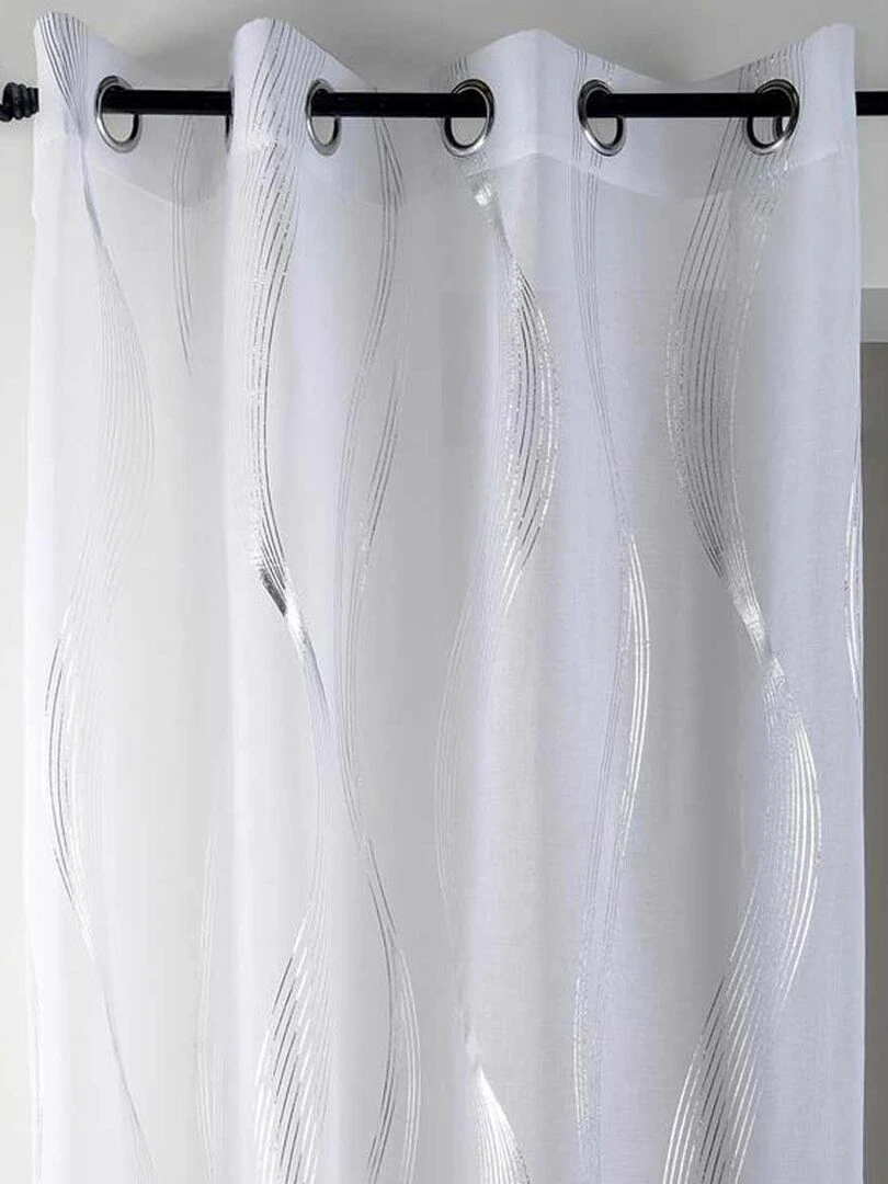 Voilage à rayures ondulées   Blanc