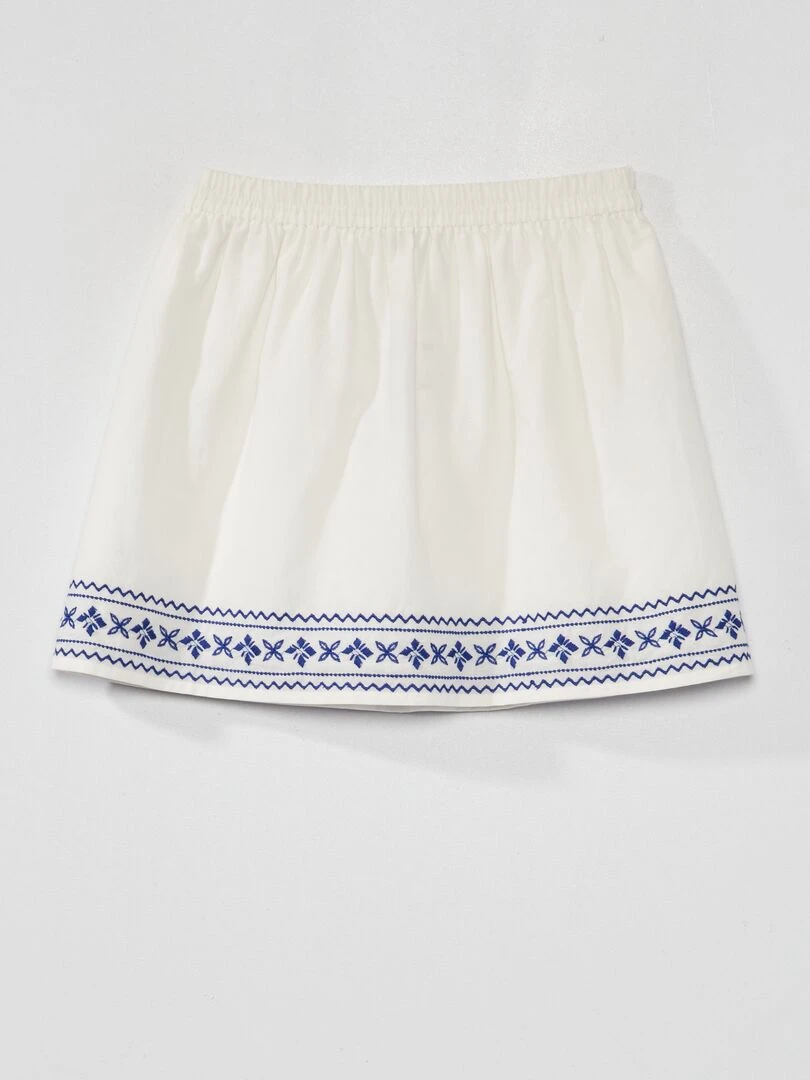 Jupe courte évasée blanc/bleu