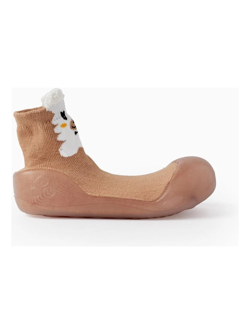 Chaussons chaussettes avec semelles antidérapantes pour bébé fille 'Ours' DISCOVER PERU Beige foncé