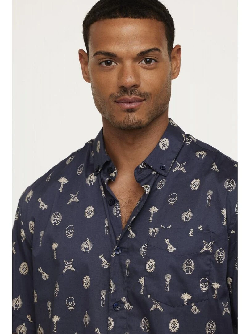 Lee Cooper   Chemise manches courtes coton regular DEMIO   Bleu marine