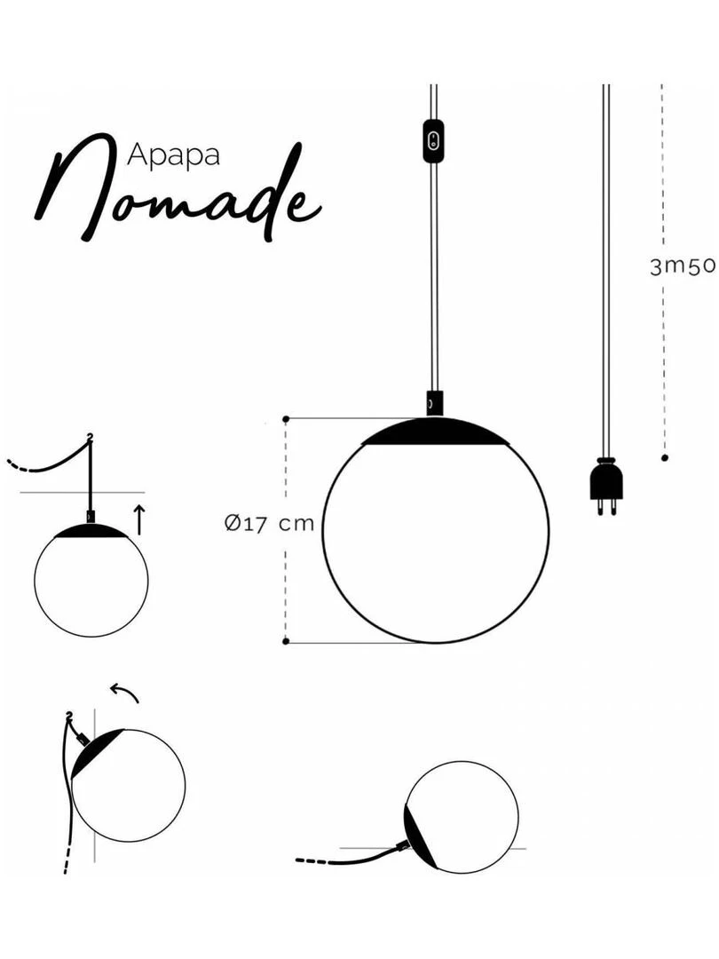 Suspension Nomade Apapa Laiton   Bleu céladon