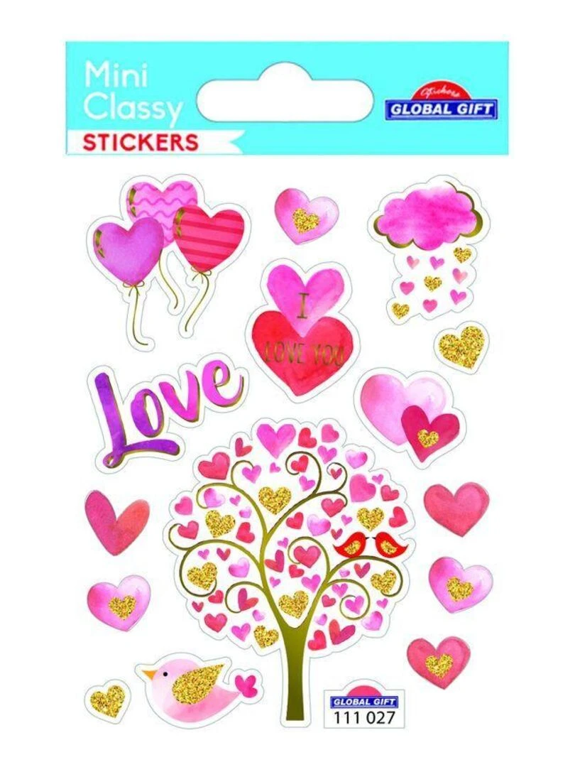 Stickers Coeurs   Paillettes   7 5 x 10 cm   N/A