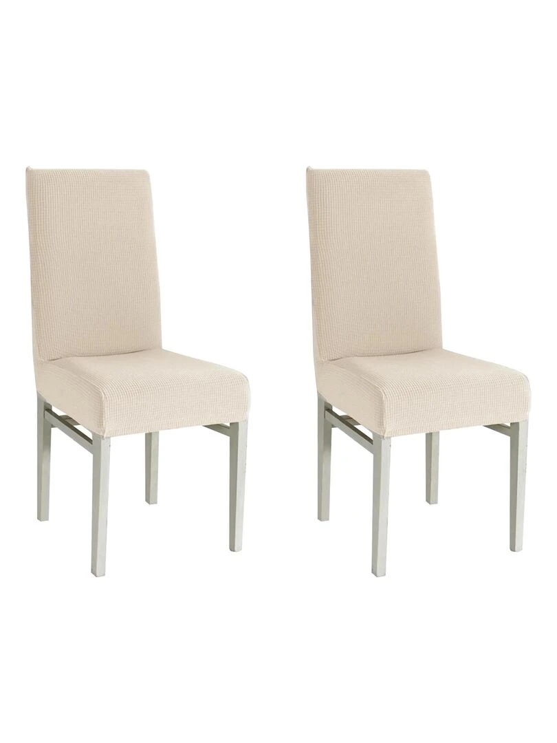 Lot de 2 Housses de chaise extensible Ecru Ecru