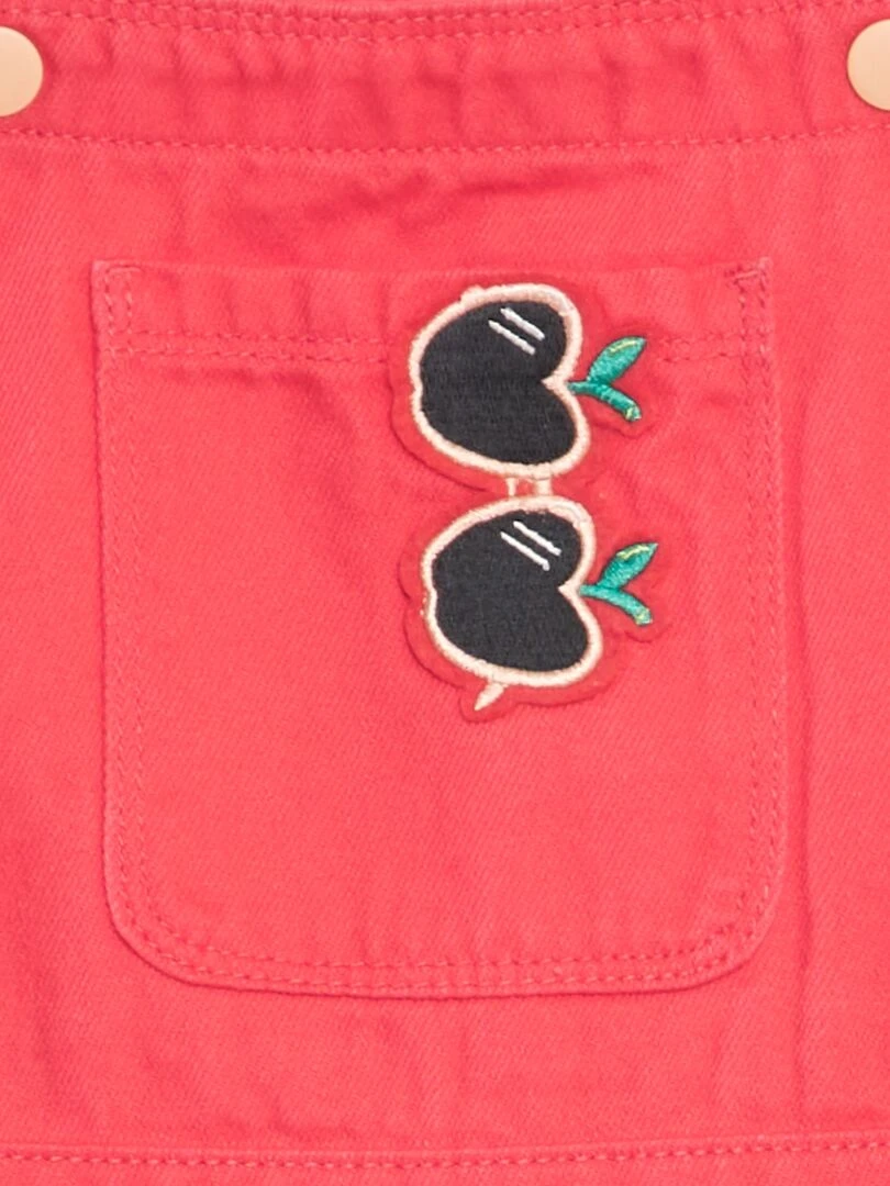 Robe salopette avec patch   Rose