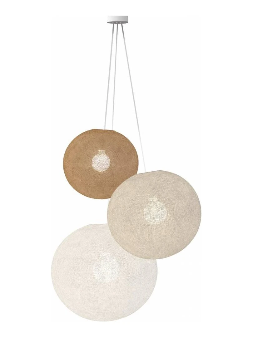 Suspension 3 globes Ecru