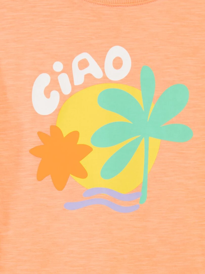 T shirt en jersey avec imprimé   Rose