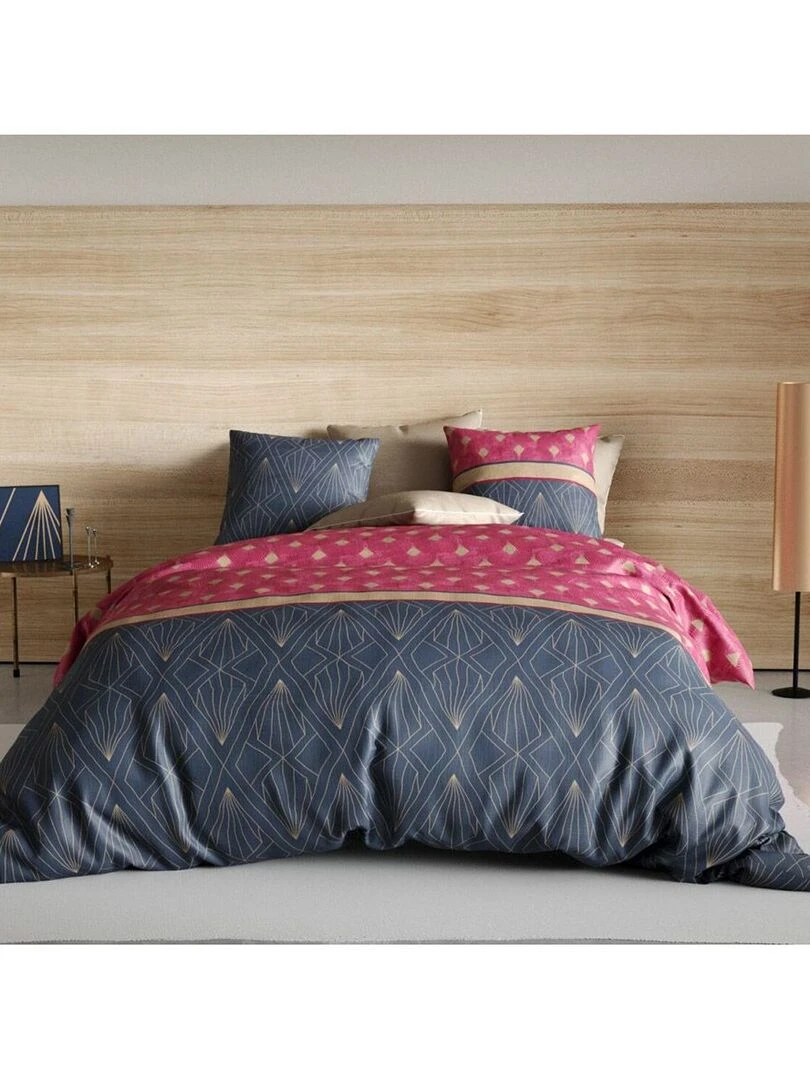 Housse de couette 140x200 Lily + 1 taie 100% coton 57 fils Bleu