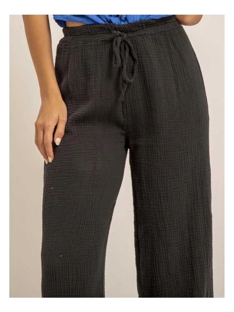 Pantalon fluide gaze de coton EBERTINE   Noir