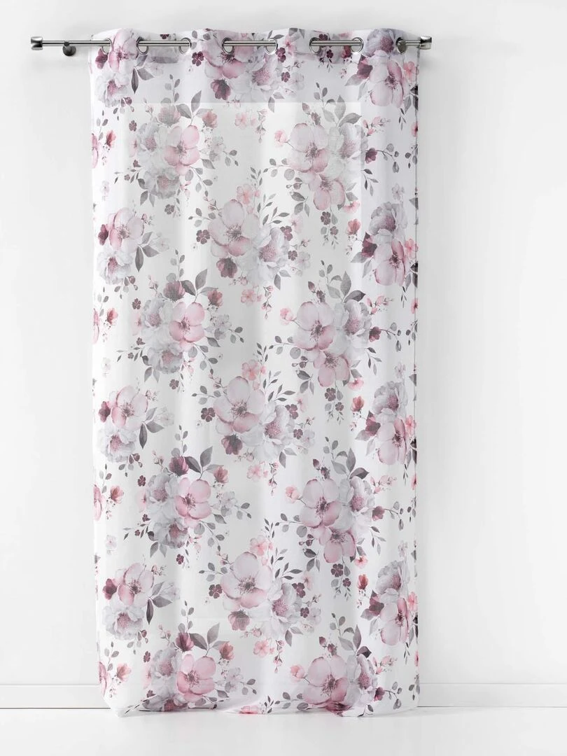 Rideau panneau a oeillets Voile Collection Bouquet de fleurs Noir