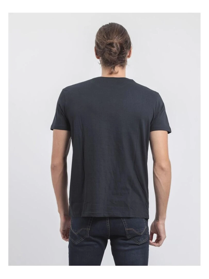 T shirt col rond pur coton JARDIN Bleu marine