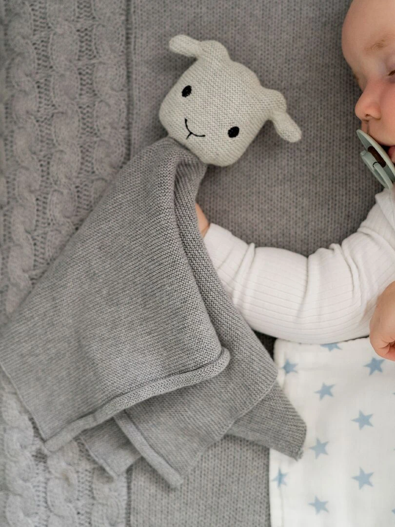 Tissu câlin hochet en coton mouton   Gris foncé