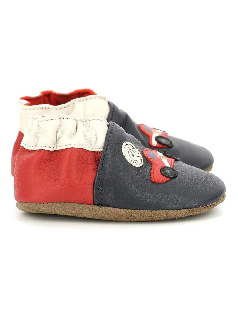 Coffret Chausson Cuir Bebe Robeez Chrono Driving Bleu