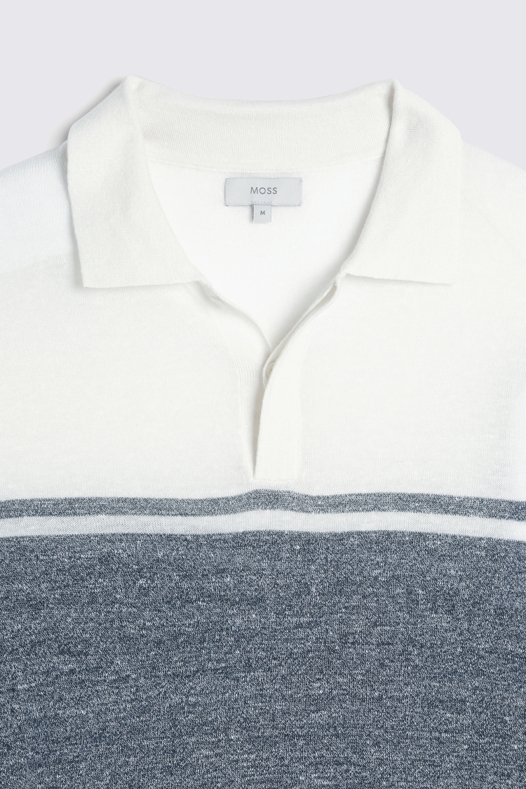 Khaki Stripe Linen Blend Knitted Polo   Buy Online at Moss
