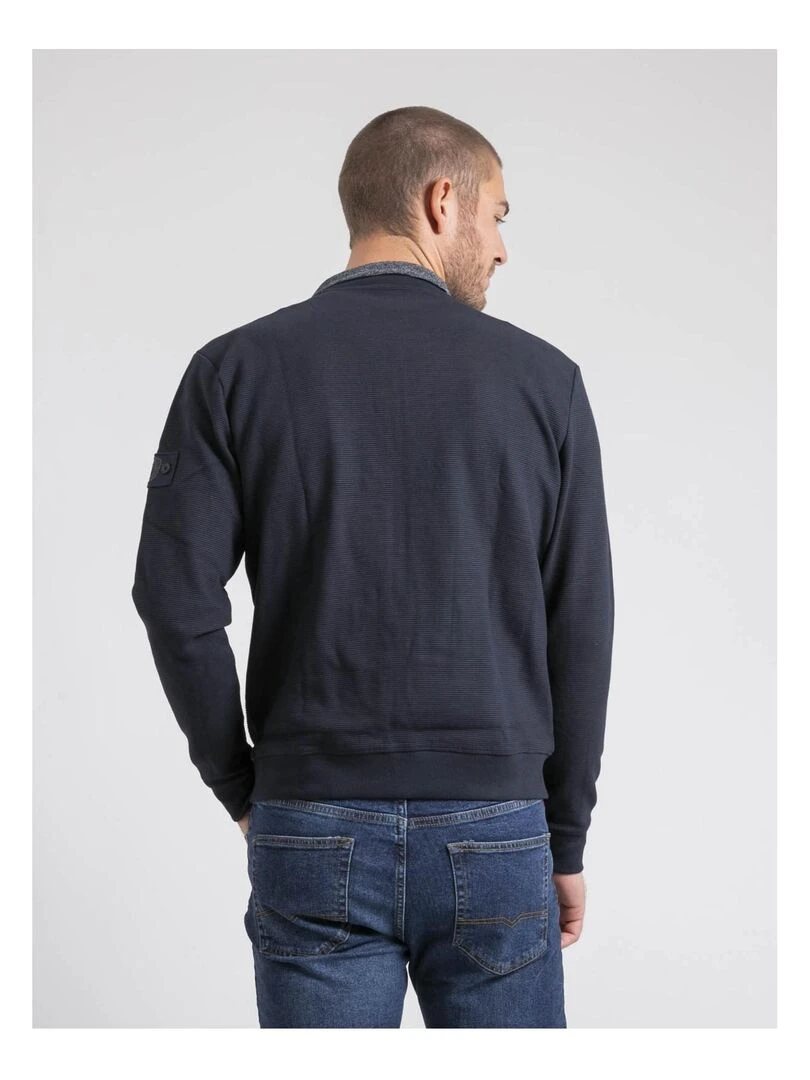 Gilet zippé col montant bi matière WILOFTI Bleu marine