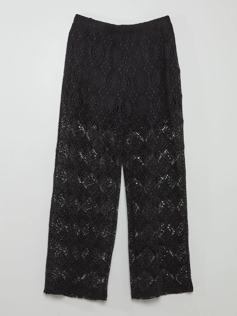 Pantalon évasé en crochet JDY Petite Beige