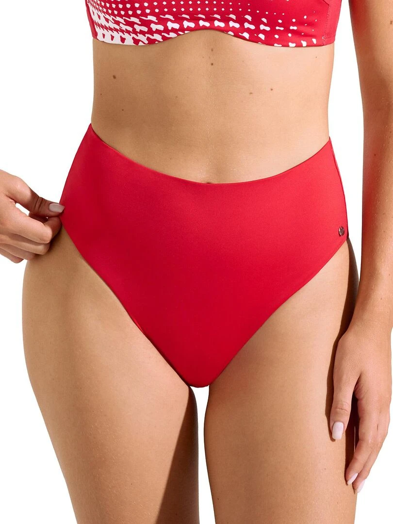 Bas maillot slip de bain échancré taille haute Quito Rouge