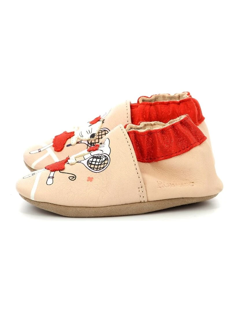 Chaussons Cuir Tennis Mouse   Rose