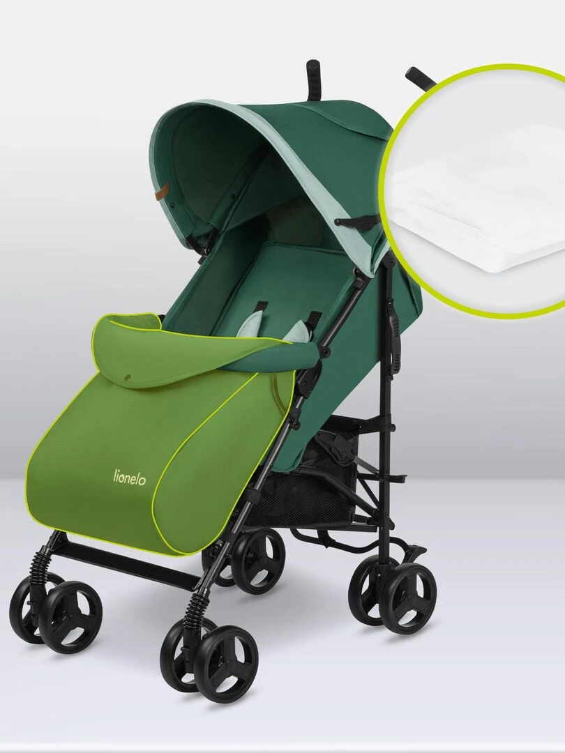 LIONELO Elia   Poussette bébé canne compacte   De 6 à 36 mois   Accessoires inclus   Vert   Vert