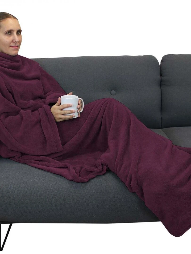 Couverture polaire plaid intégral avec manches et poche Adulte Vivezen Violet