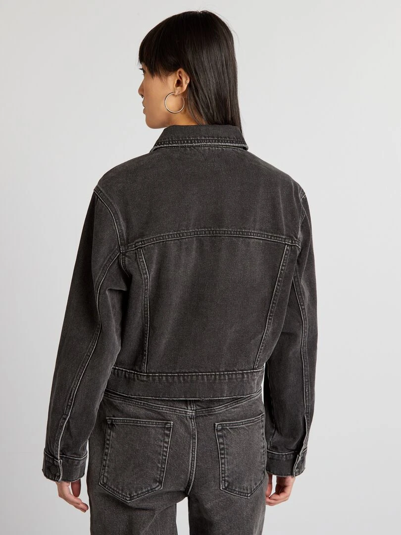 Veste courte en jean   Noir