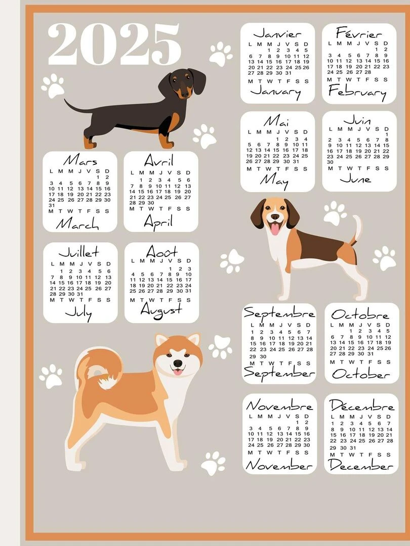 Torchon de cuisine chien Beige