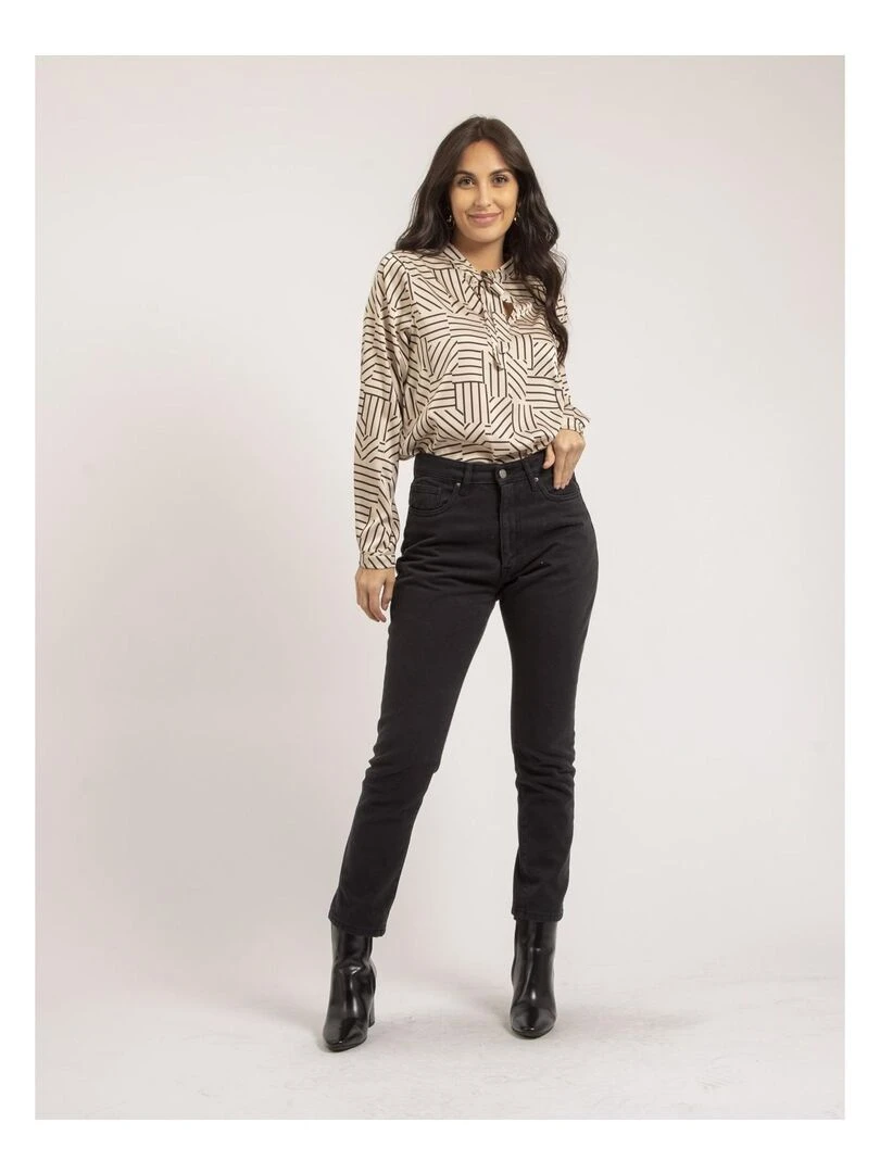 Blouse fluide motifs OZALIA   Ecru