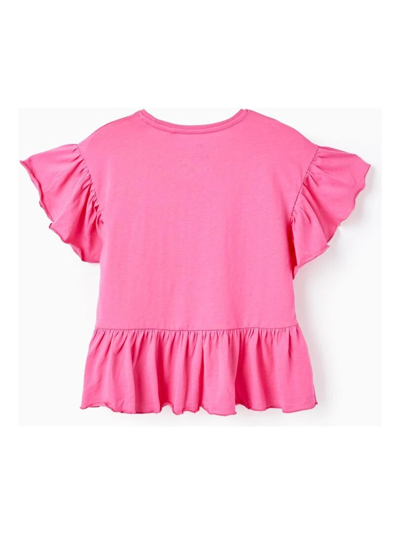 T shirt en Coton avec Volants pour Fille manches courtes EXPLORING AUSTRALIA Rose