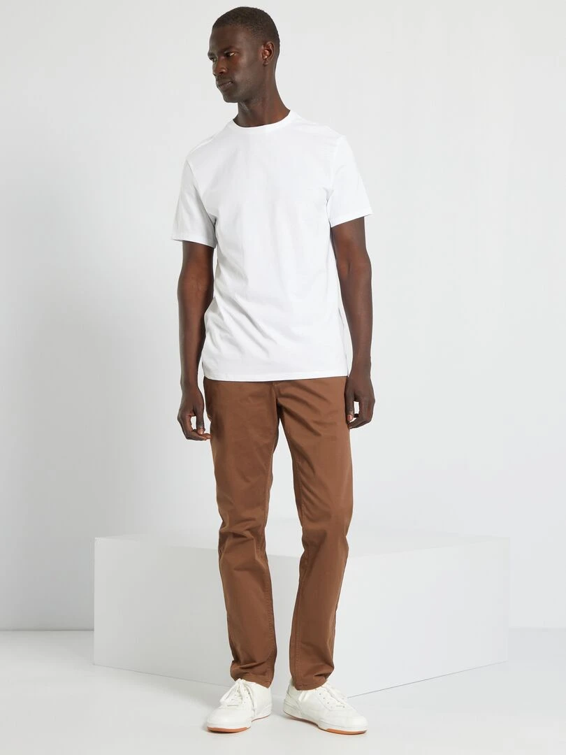 T shirt droit en jersey uni   blanc