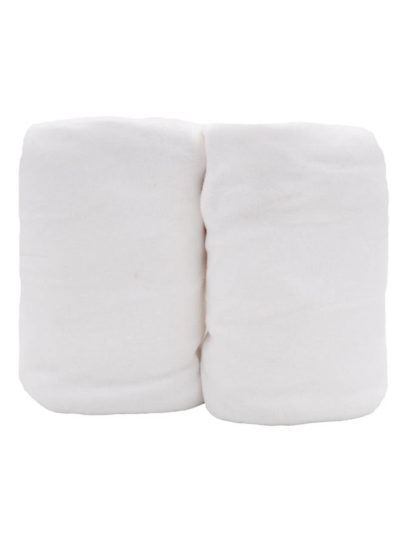 Lot de 2 draps housse 70x140x17 cm bio   Blanc  Blanc   Blanc