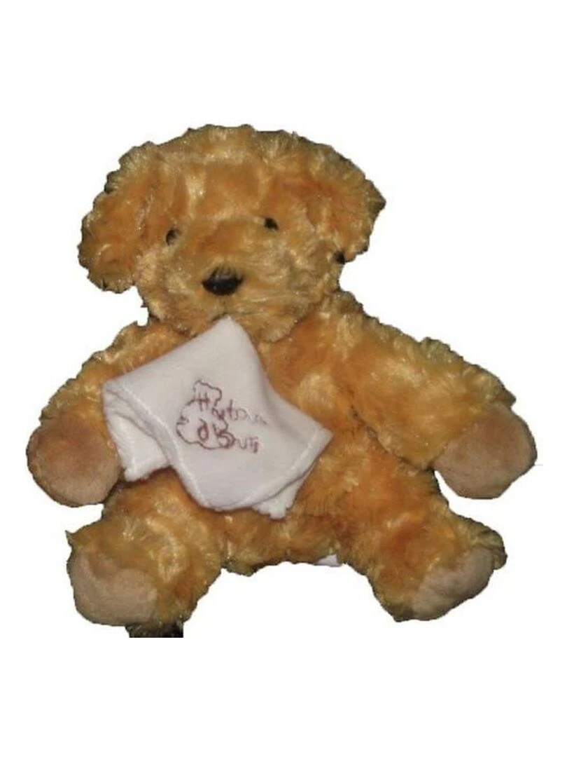 doudou Histoire d'ours Chien Marron tenant un mouchoir blanc HO1275 Pantin Marron