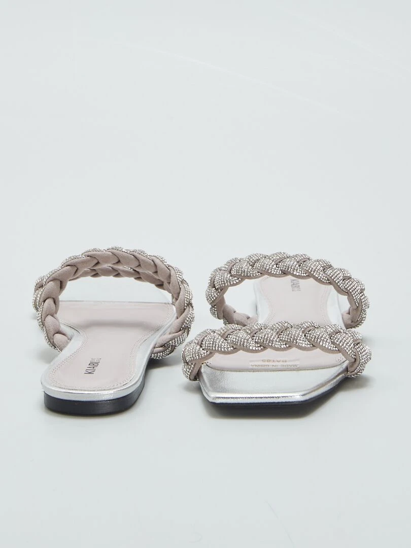 Sandales plates à strass   Gris