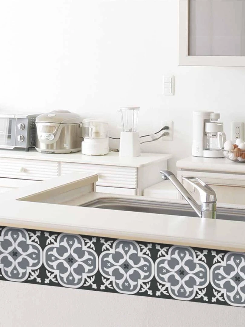 Stickers carrelage 15 x 15 cm   Lys noir   N/A