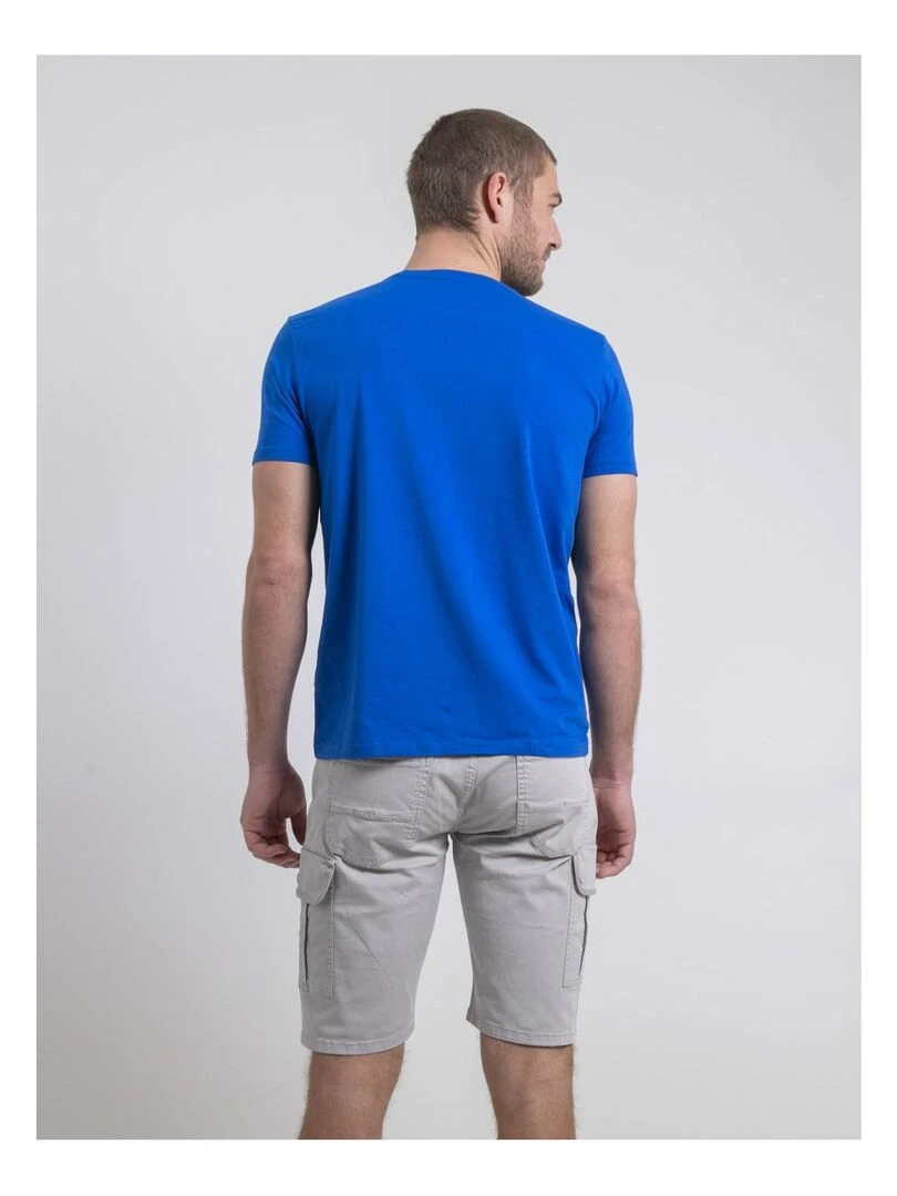 T shirt col rond pur coton NEROTEN Bleu roi