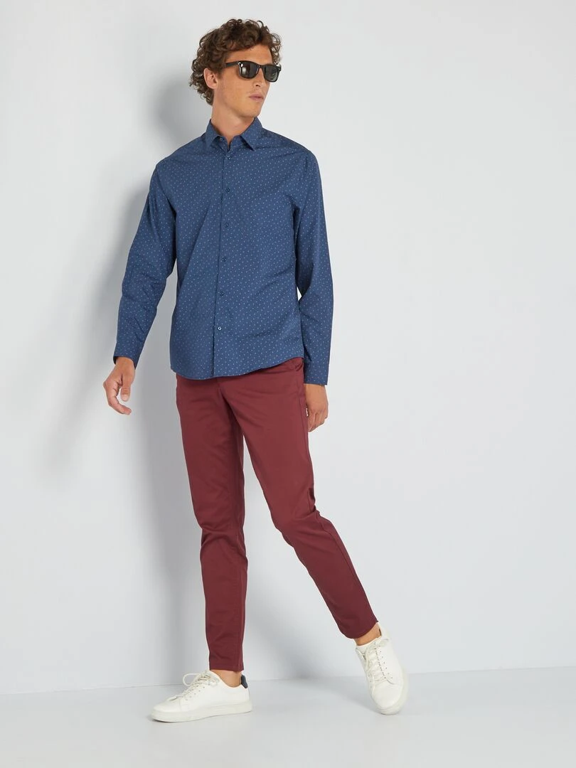 Chemise fantaisie à coupe droite Bleu