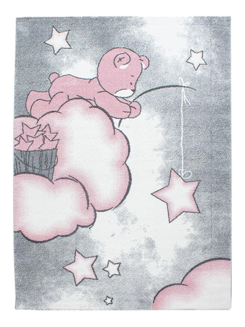 Tapis enfant KID'S SKY en polypropylène doux et soyeux OEKO TEX® Rose