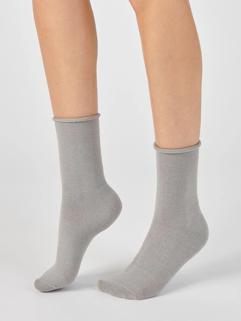 Lot de 2 paires de chaussettes soie et Thermolactyl Damart Gris chiné