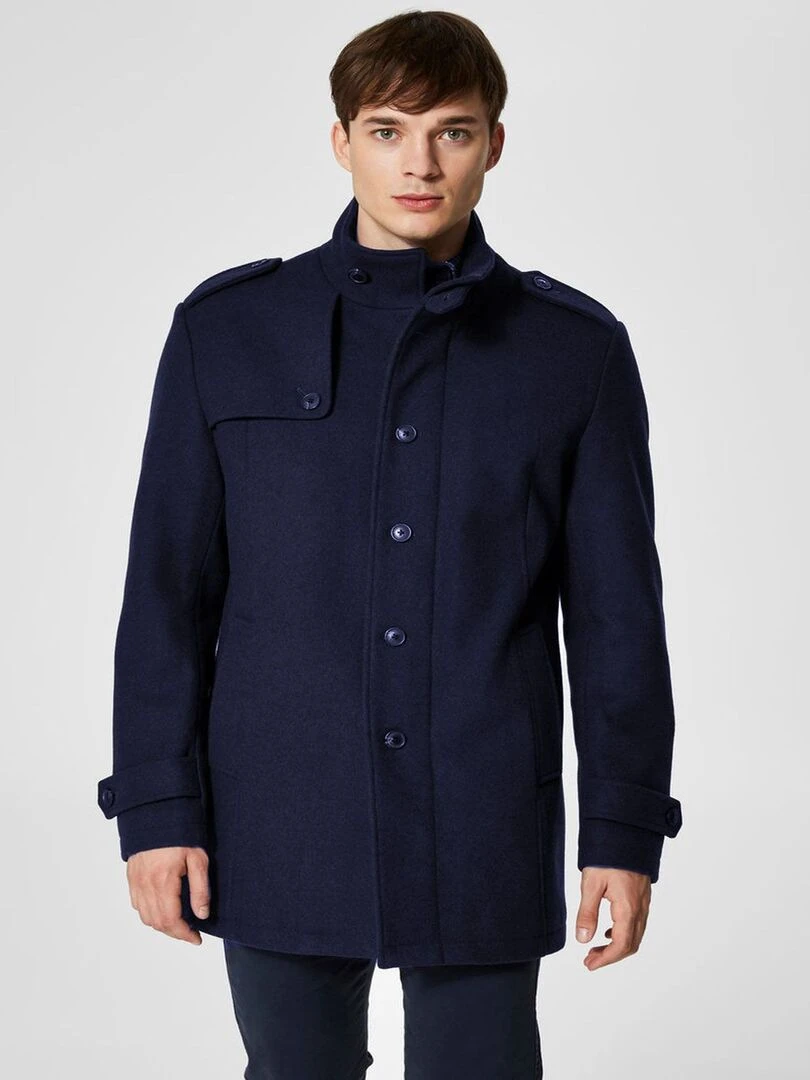 Manteau en laine boutonné Selected Bleu