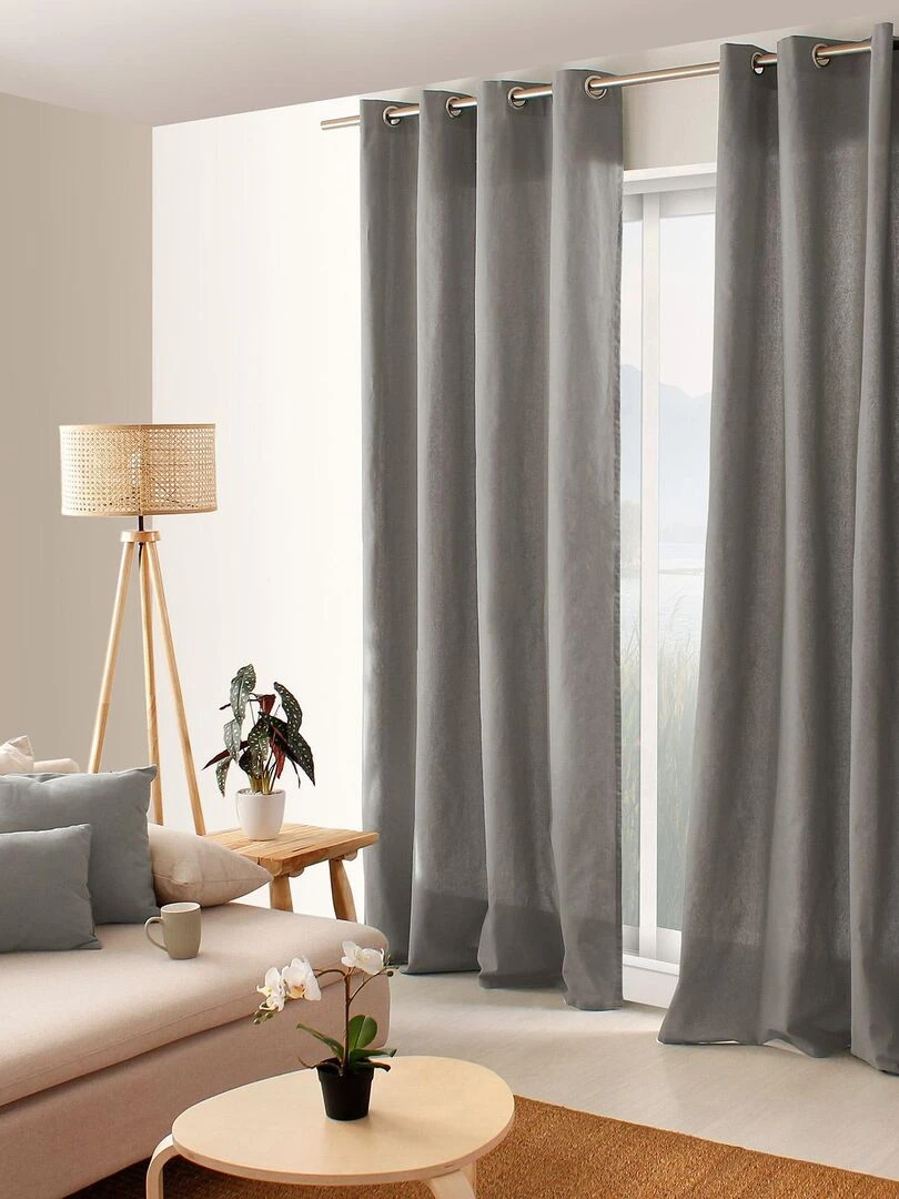 Rideau coloré en pur coton 8 œillets Gris clair