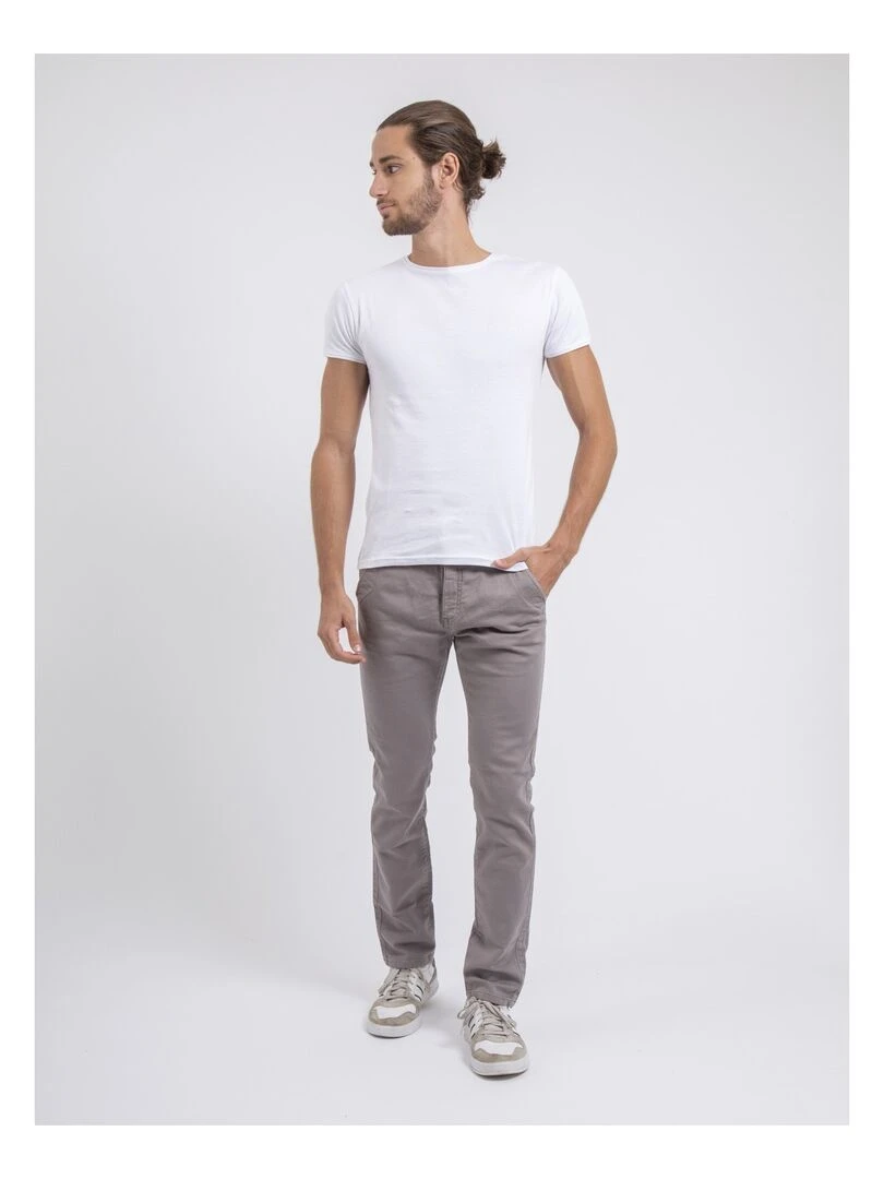 Pantalon chino coupe ajustée VALBACOL   Gris clair