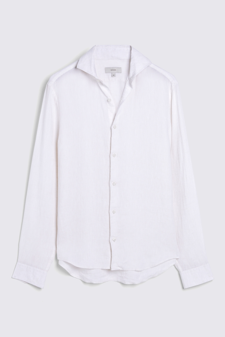 Tailored Fit Off White Linen Shirt   Buy Online at Moss