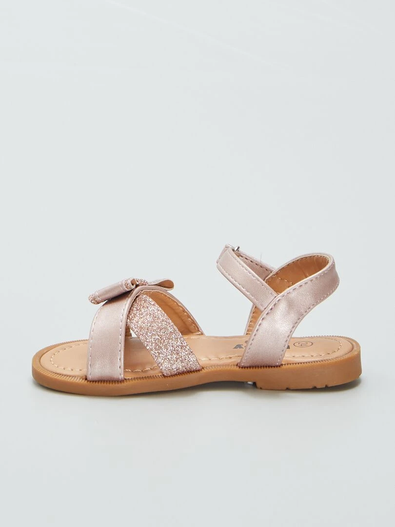 Sandales à noeud pailletées   Rose