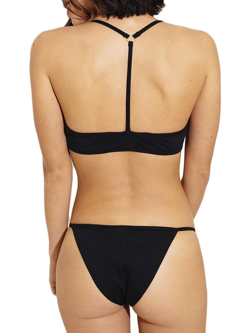 Bas de bikini échancré en polyester recyclé Vanessa   Noir