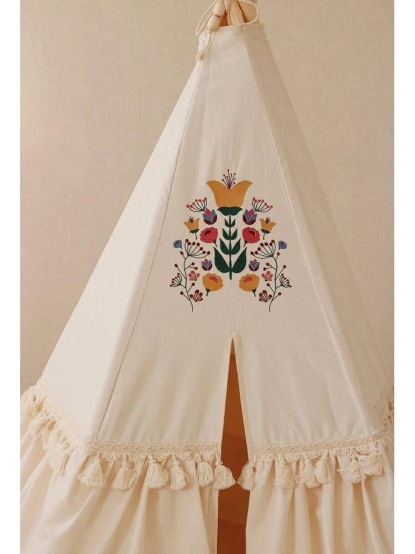 Tente Tipi Folk à volants   Beige   Moi Mili   N/A
