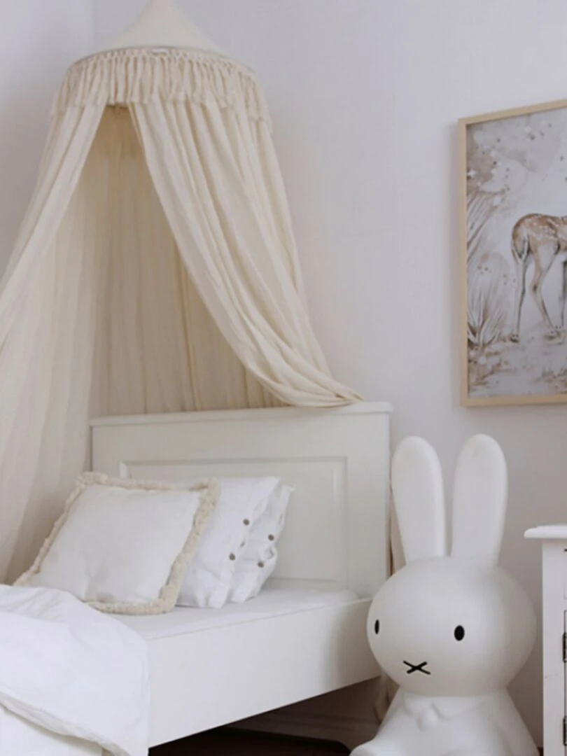 Ciel de lit en coton écru Boho   Ecru